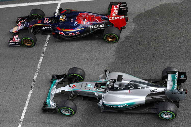 Carlos Sainz und Nico Rosberg üben Starts