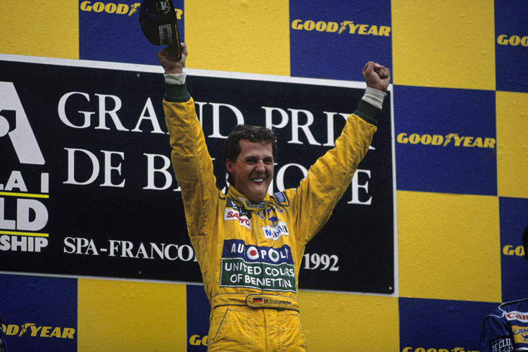 Michael Schumacher feierte in Belgien seinen ersten GP-Sieg