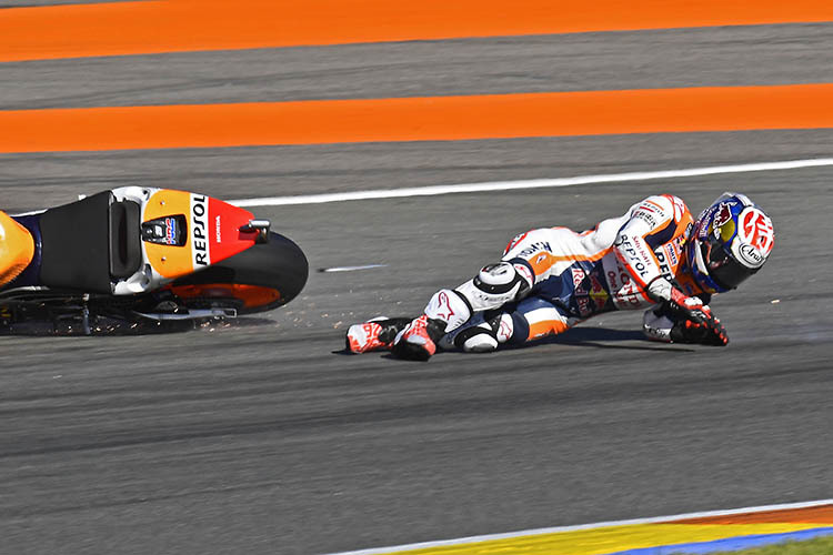 Dani Pedrosa stürzte im MotoGP-Rennen von Valencia erneut