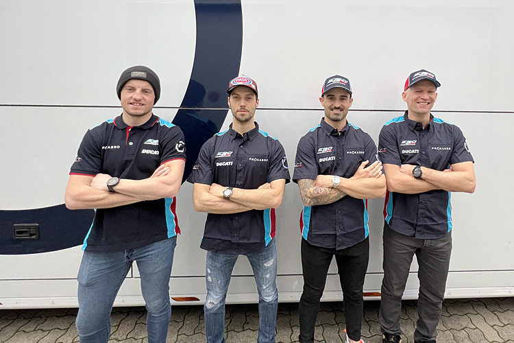 Das ERC-Ducati Quartett Gines, Zanetti, Forés und Checa (vlnr.)