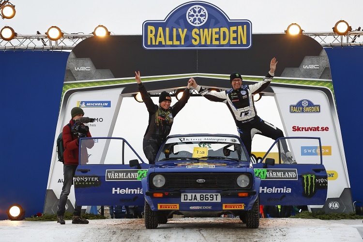 Pernilla und Petter Solberg beim Sieg der «Historic»