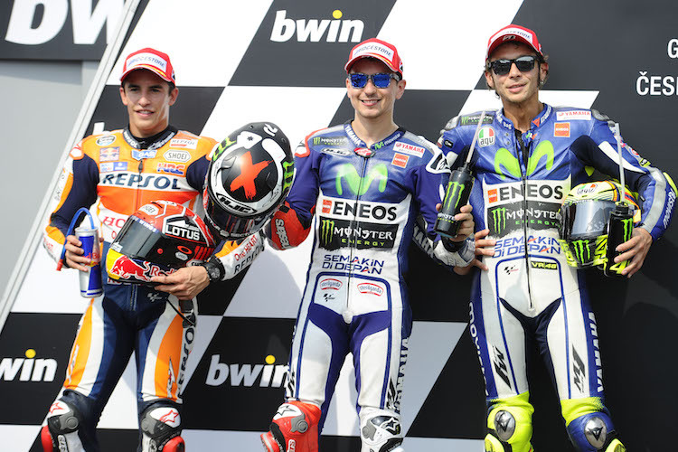 Die drei Schnellsten des Qualifyings: Márquez, Lorenzo, Rossi