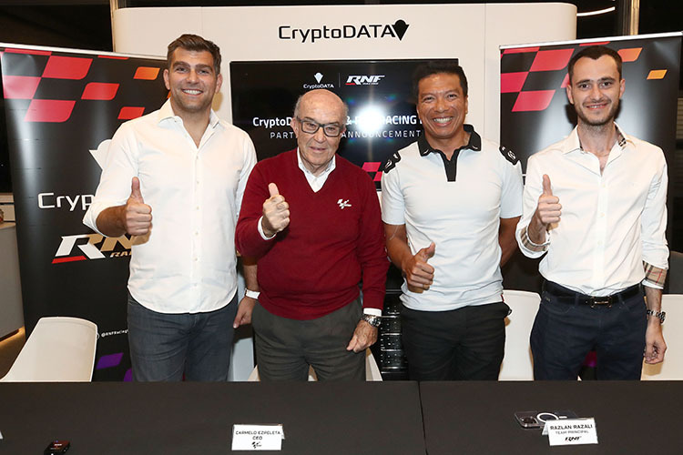 CryptoDATA-CEO Ovidiu Toma, Ezepeleta, Razali und Bogdan Maruntis