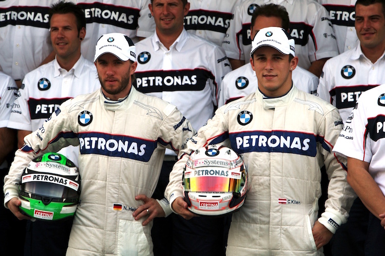 Als Testfahrer von BMW-Sauber mit Nick Heidfeld (links)