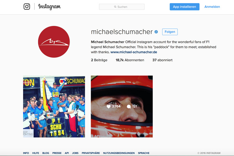 Michael Schumacher auf Instagram