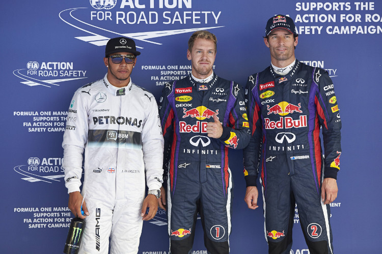 Die Top 3 Qualifiers - Sebastian Vettel, Lewis Hamilton und Mark Webber