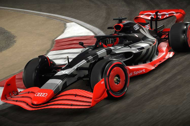 Der Formel-1-Renner im Audi-Launch-Look ist virtuell bereits im Einsatz