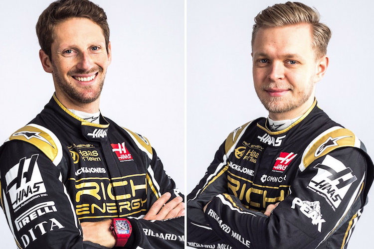 So sehen die Fahreroveralls von Romain Grosjean (links) und Kevin Magnussen aus