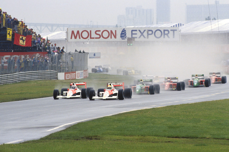 Montreal 1990: Die beiden McLaren vorne, aber Gerhard Berger (links) zeigte einen Frühstart