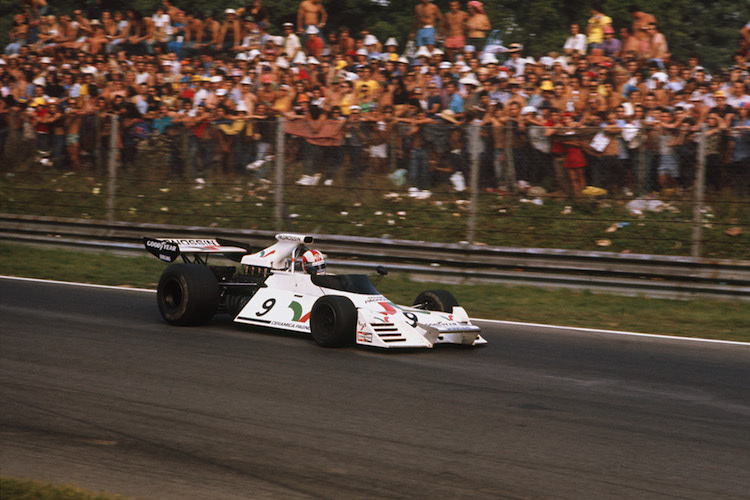 Auflösung vom letzten Mal: Rolf Stommelen im Brabham-Ford in Monza 1973