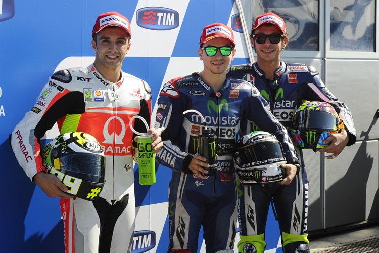 Die Top 3 vom Qualifying - Jorge Lorenzo, Andrea Iannone und Valentino Rossi