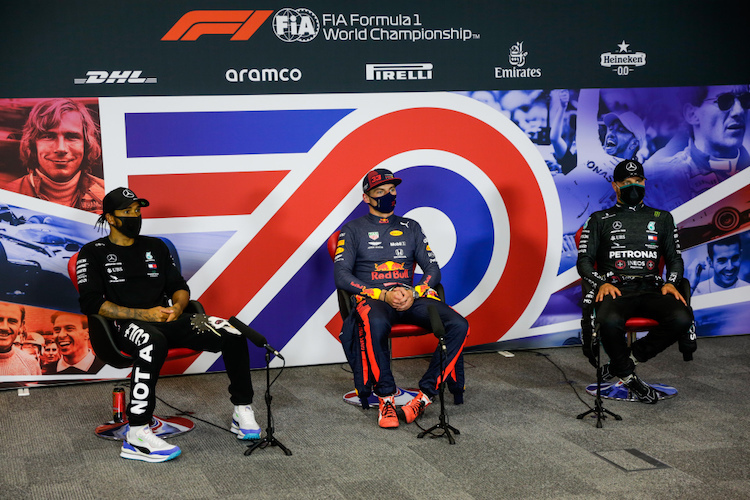 Pressekonferenz mit Hamilton, Verstappen und Bottas