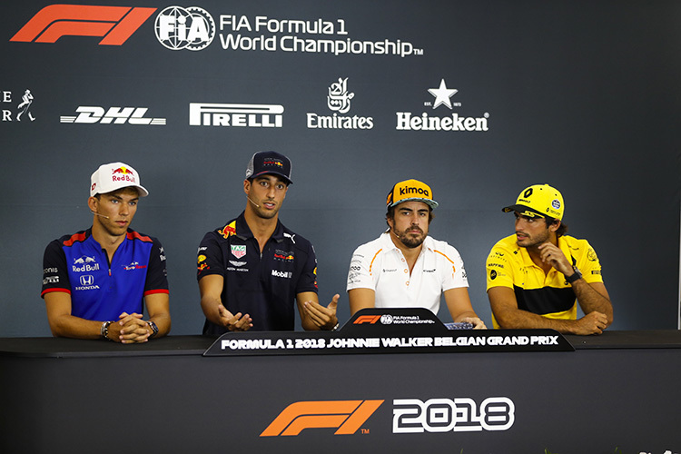 Pierre Gasly, Daniel Ricciardo, Fernando Alonso, Carlos Sainz
