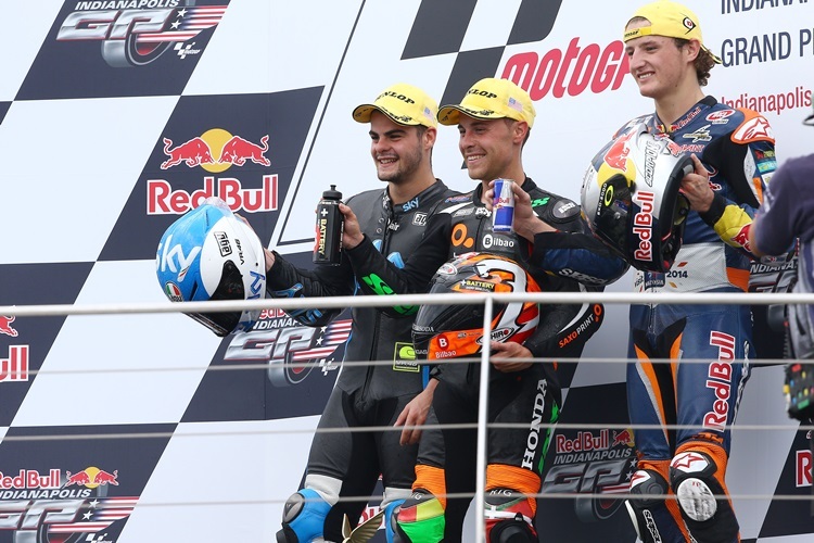 Das Moto3-Podium - Efren Vazquez siegt vor Romano Fenati und Jack Miller