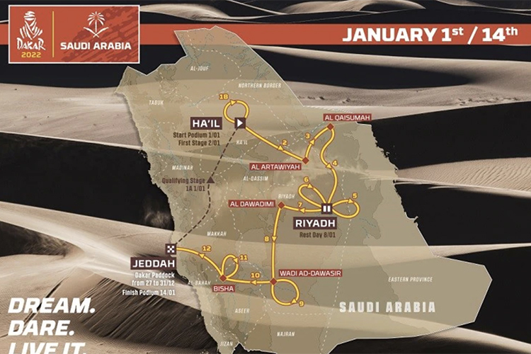 Die Route der Dakar-Rallye 2022