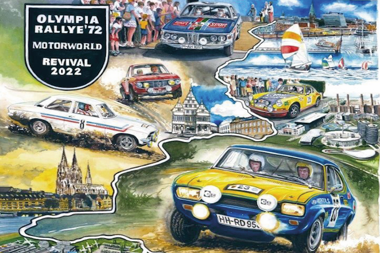 Plakat für das Rallye-Revival: Rechts unten der Capri von Walter Röhrl
