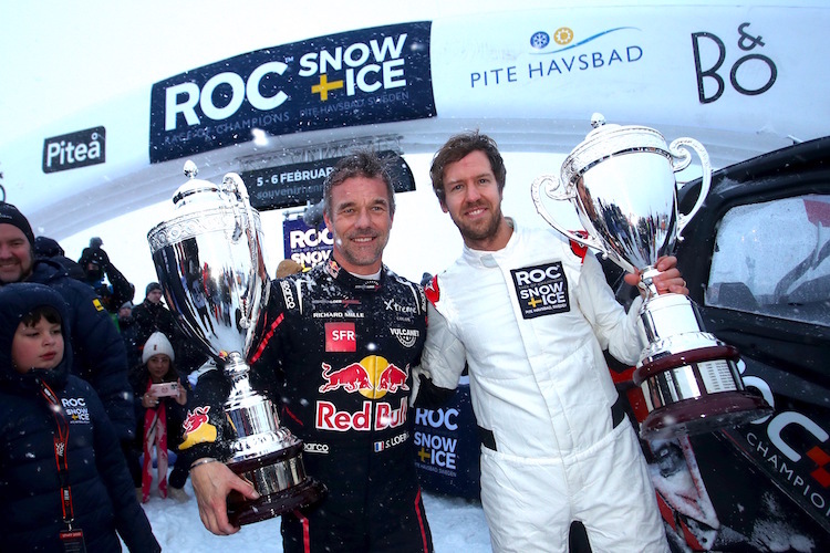 Sébastien Loeb und Sebastian Vettel beim Race of Champions 2022