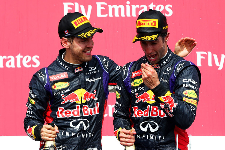 Sebastian Vettel und Daniel Ricciardo nach dem Kanada-GP