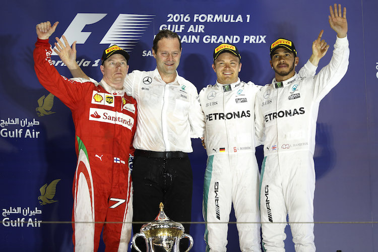 Podium: Räikkönen, Rosberg, Hamilton