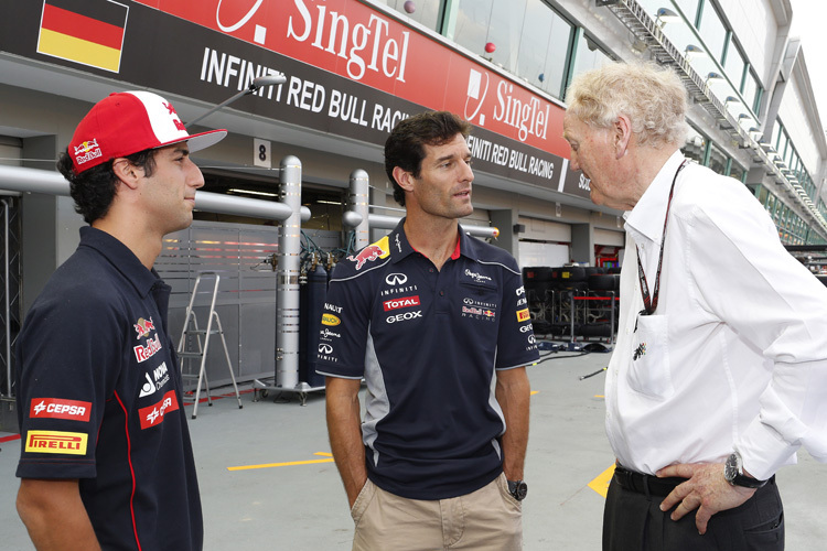 Ron Walker in Singapur mit Daniel Ricciardo und Mark Webber