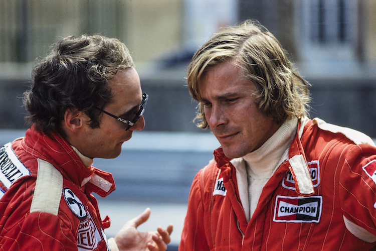 Niki Lauda und James Hunt 1976 in Monaco