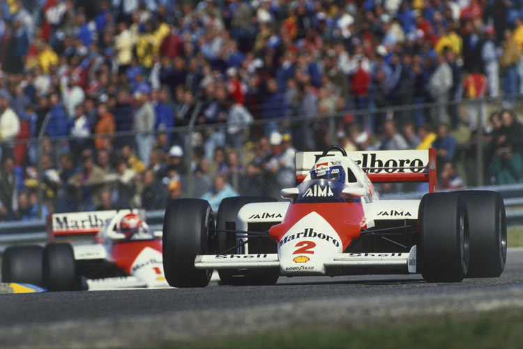 Zandvoort 1985: Zu diesem Zeitpunkt lag Alain Prost noch vor Niki Lauda, der den vorerst letzten GP der Niederlande letztlich für sich entschied