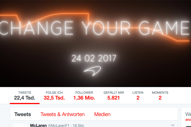 Der Twitter-Kanal enthält orangene Züge