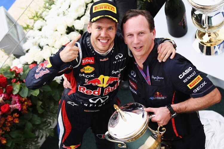Sebastian Vettel und Christian Horner feierten gemeinsam vier WM-Titel