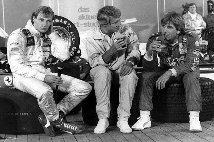Stefan Bellof, Karl Senne und Manfred Winkelhock 1985 im ZDF-Sportstudio