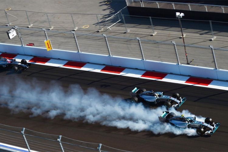 Nico Rosberg verraucht in Sotschi 2014 seine Reifen