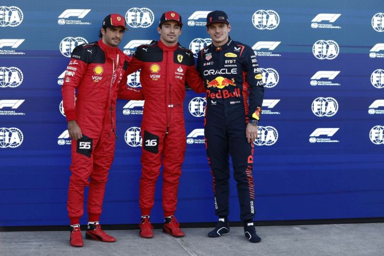 Carlos Sainz, Charles Leclerc & Max Verstappen