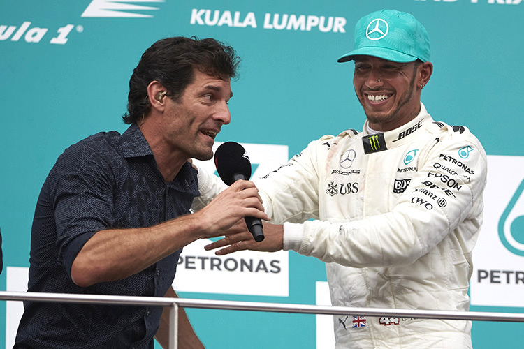 Mark Webber und Lewis Hamilton 2017 in Malaysia