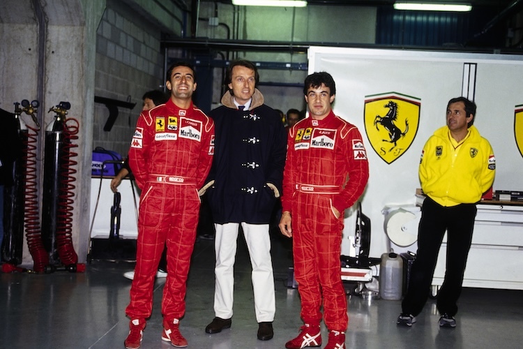 Ivan Capelli (links) als Ferrari-Pilot 1992
