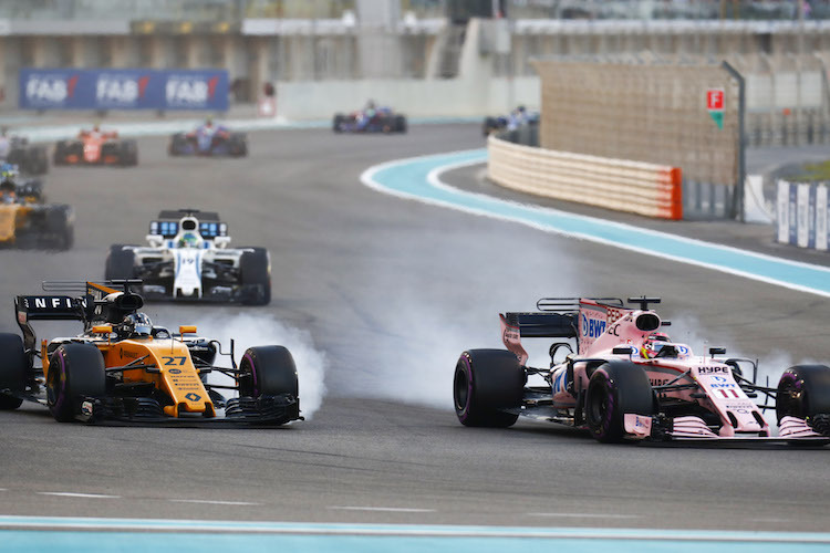 Nico Hülkenberg und Sergio Pérez lieferten sich in Abu Dhabi ein heisses Duell