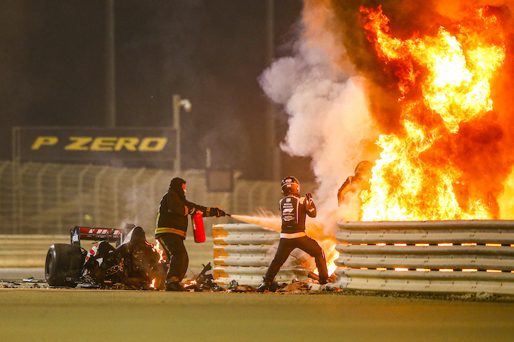 Der Feuerunfall von Romain Grosjean in Bahrain 2020