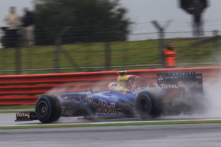 Sebastian Vettel kämpft sich durch den Regen.