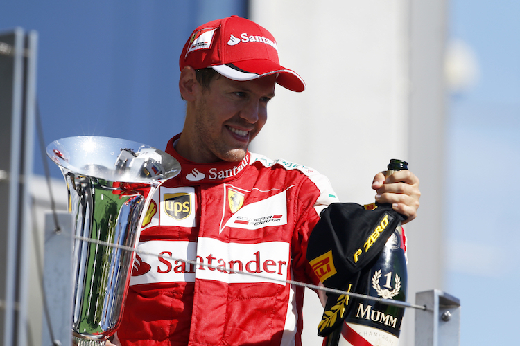 Sebastian Vettel nach seinem Ungarn-GP-Sieg 2015