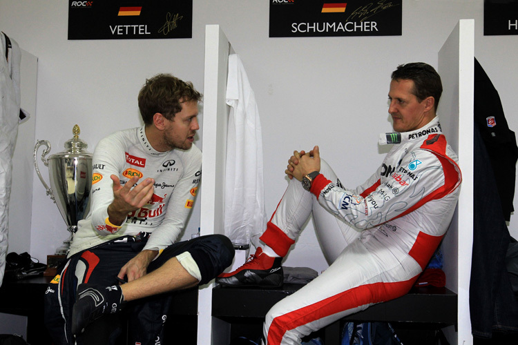 Sebastian Vettel und Michael Schumacher beim Race of Champions