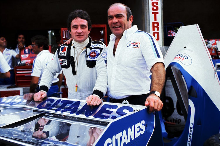Teamchef Guy Ligier mit seinem Piloten Patrick Depailler