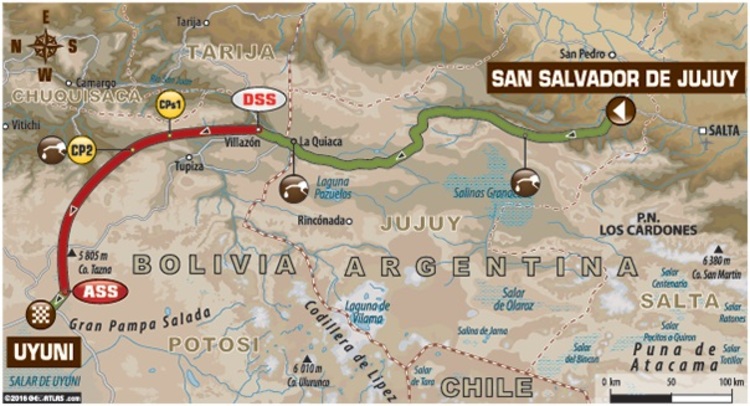 Die 5. Etappe der 38. Rallye Dakar von Argentinien nach Bolivien