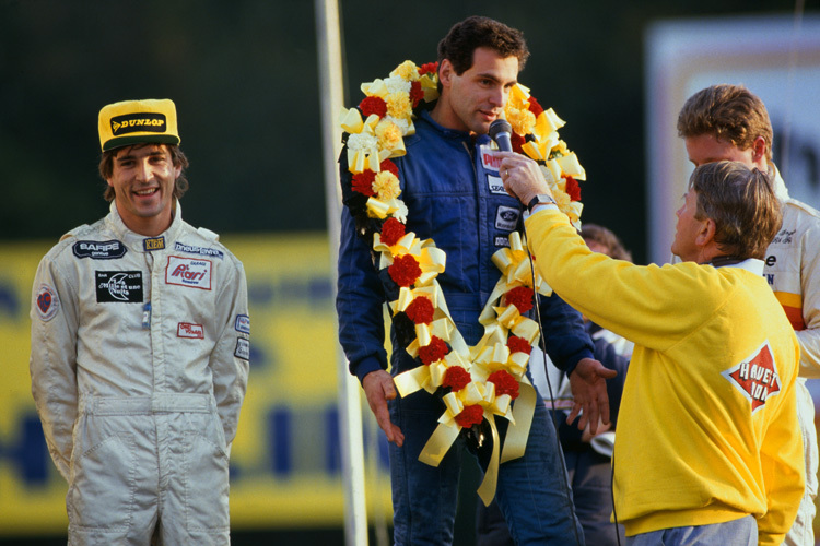 Roland Ratzenberger nach dem Sieg beim Formel-Ford-Festival 1986