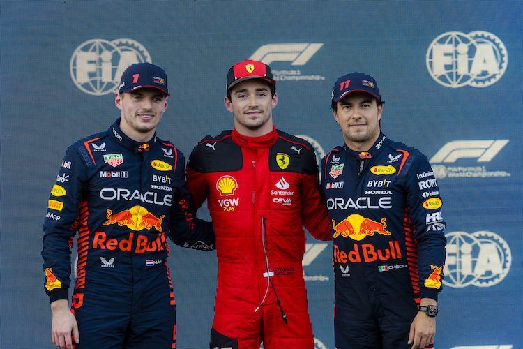 Verstappen, Leclerc, Pérez