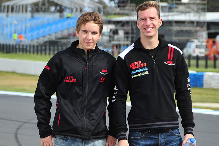 Die Kiefer-Racing-Kollegen Luca Grünwald und Toni Finsterbusch in Australien