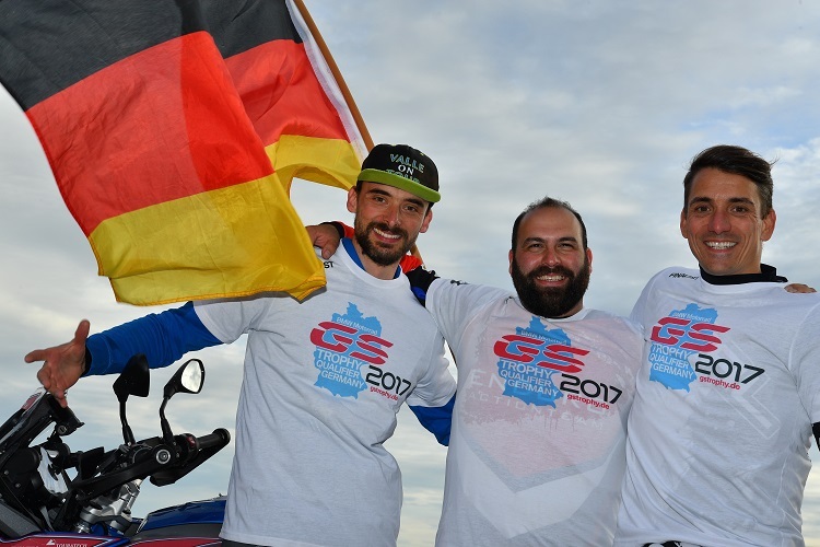 Das deutsche Team für die GS Trophy 2018: Valentin Müller, Michael Hänsel, Martin Kern