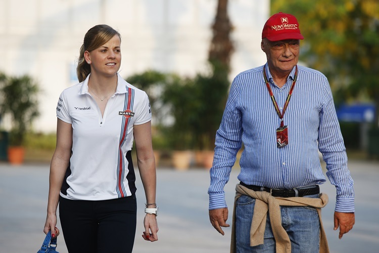 Niki Lauda und Williams-Testfahrerin Susie Wollf