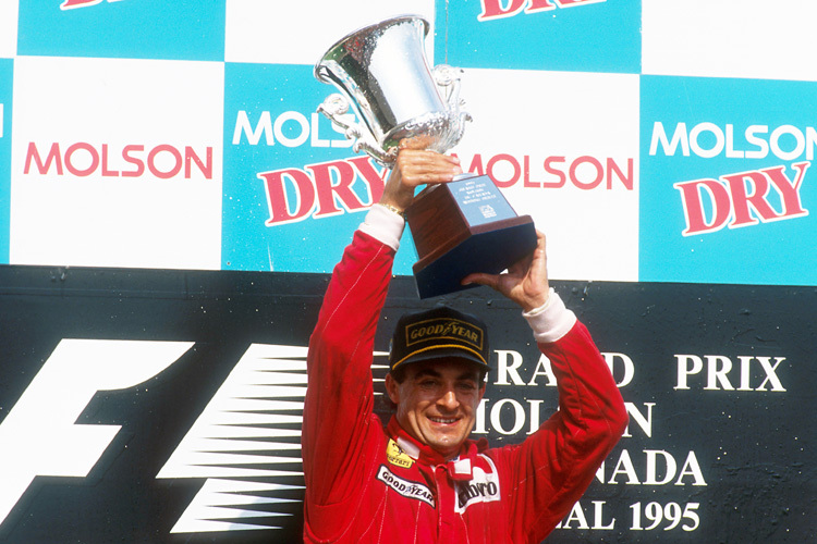 Jean Alesi nach seinem Sieg in Kanada 1995