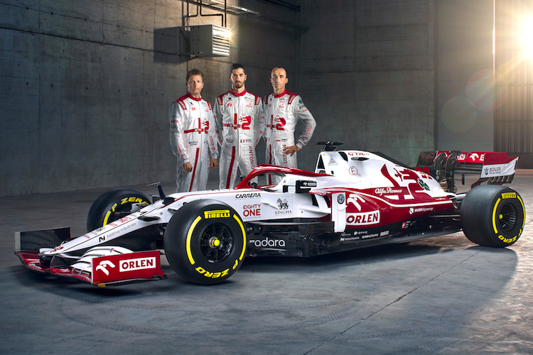 Der neue Alfa Romeo mit Kimi Räikkönen, Antonio Giovinazzi und Robert Kubica