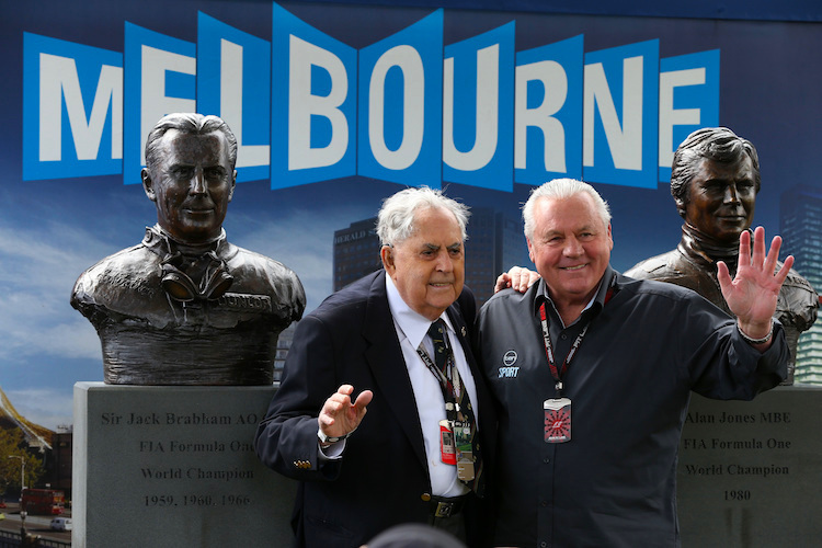 Jack Brabham und Alan Jones 2013 in Melbourne
