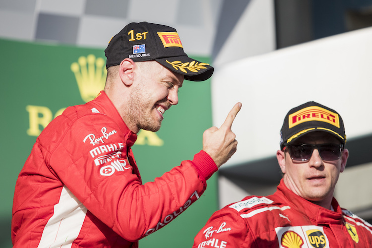 Sebastian Vettel und Kimi Räikkönen nach dem Australien-GP
