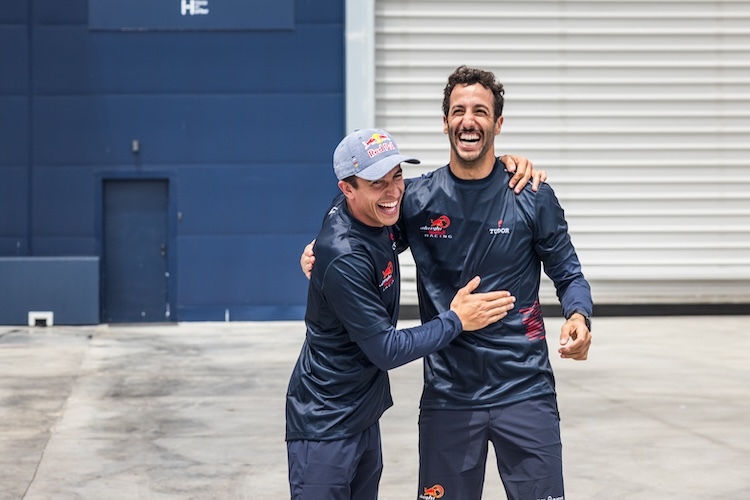 Daniel Ricciardo und Marc Márquez hatten viel Spass beim Alinghi-Besuch